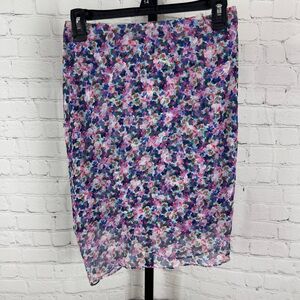 Veronica Beard Spencer Ruffle Silk Skirt Floral Size 0